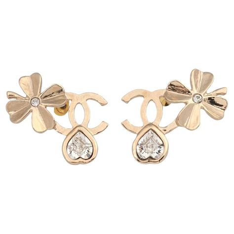 chanel four leaf clover earrings|Chanel Crystal CC 4 Leaf Clover Stud Earrings .